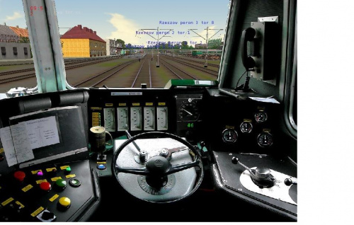 Zrzut z gry MSTS, widok z kabiny elektrowozu EP09-047 (Zakład Południowy).