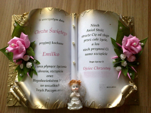 chrzest święty #bibuła #KsięgiOkolicznościowe #KwiatyZKrepiny #pamiątki #rękodzięło #zaproszenia