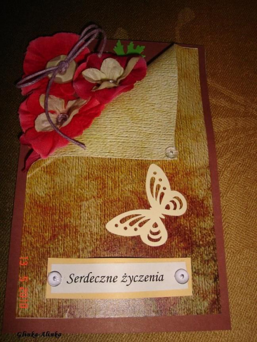 Kartka z motylkiem "Serdeczne życzenia" .......