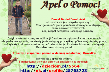 Dawid Daniel Dembiński - Padaczka, Zanik nerwu wzrokowego, Mózgowe porażenie dziecięce (MPD), Wada wzroku - Zez, Oczopląs --- http://pomagamy.dbv.pl/ #DawidDanielDembiński #Padaczka #ZanikNerwuWzrokowego #MózgowePorażenieDziecięce #MPD #Zez