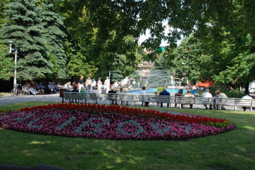plac Długosza z fontannami w tle dobre miejsce na letnie upały... #miasto #Racibórz #kościół