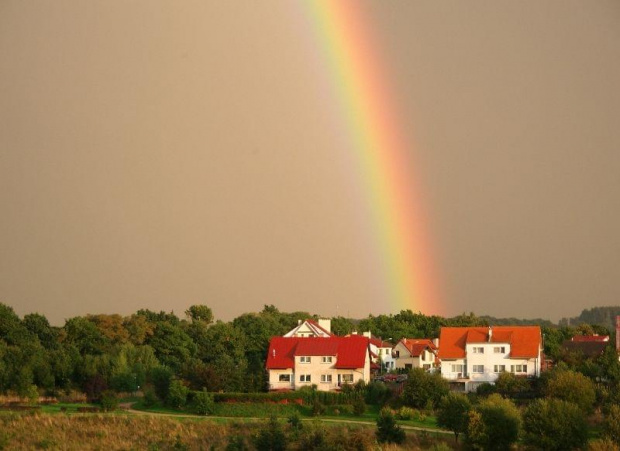 Widok z mojego okna.Widok na wprost.Czasem można zobaczyć tu i tęczę...